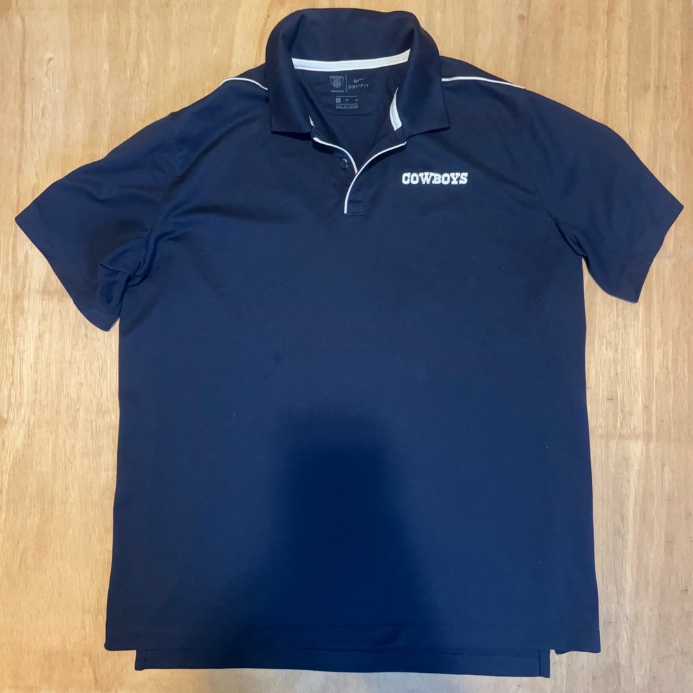 Nike Dri-FIT Dallas Cowboys NFL  Polo Shirt Mens Size XL Navy Blue Short Sleeve